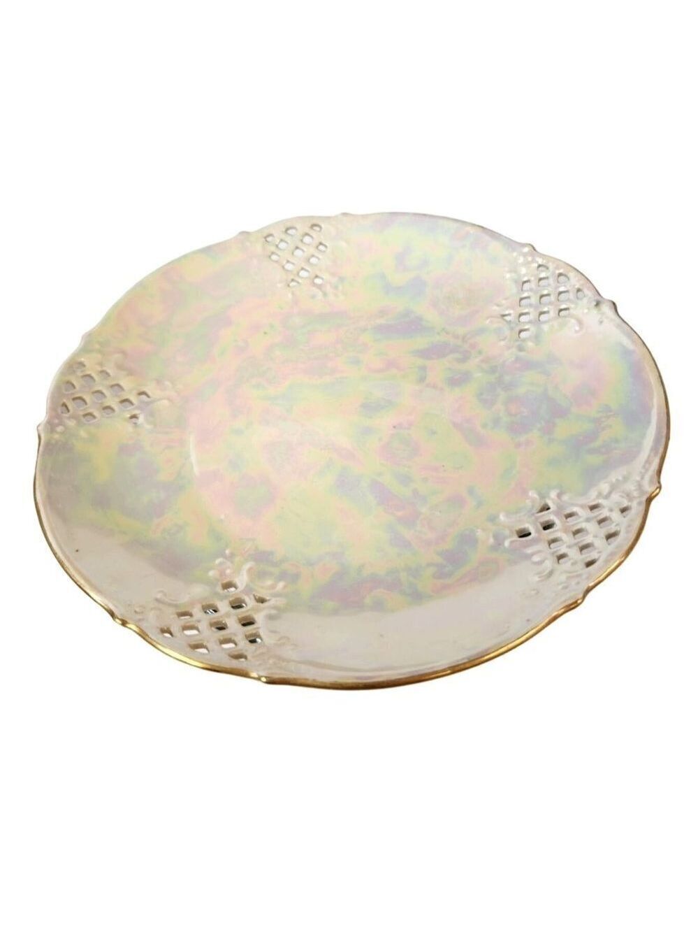 Schumann China Bavaria Hand Painted Lattice Edge Plate 6.75 OD Dessert Plate